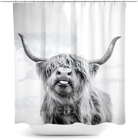 Highland Cow Shower Curtain Funny Farmhouse Animal Bull Get Naked Shower Curtain Sunflower Fabric Bathroom Curtain with 12 Hooks. (469) £19.91. £26.54 (25% off) FREE UK delivery.